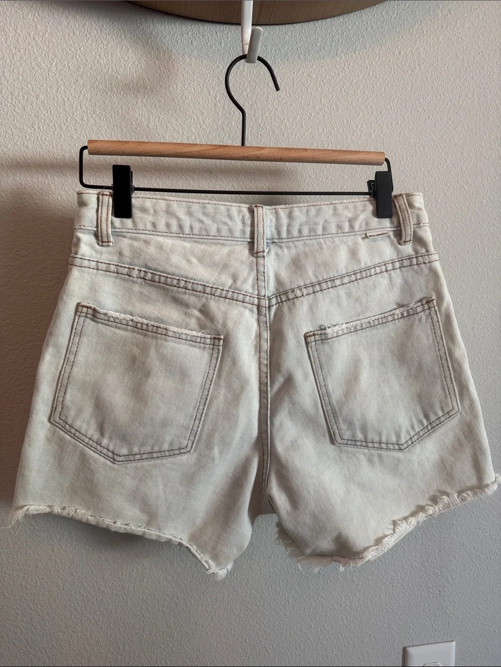 Billabong Cream Distressed High-Rise Denim Shorts